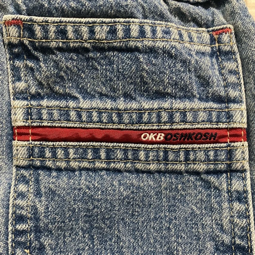 Vintage OshKosh Denim Jeans with Red White & Blue Stripe on Leg Seams size: 2T